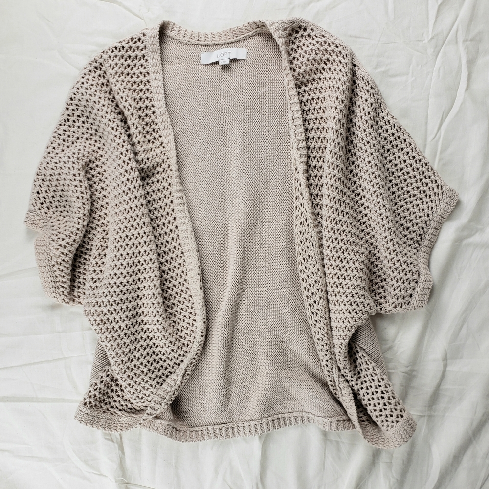 Loft Tan Knit Dolman Sleeve Sweater M